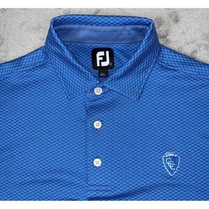 Footjoy Polo Shirt Mens Large Blue Performance‎ Lightweight Geometric Golf CCC